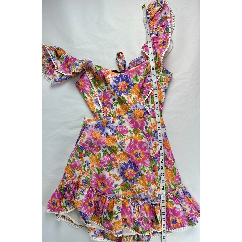 Hello Molly Floral Ruffle Mini Dress Backless Coquette Festival Boho Size 8 - Picture 16 of 16